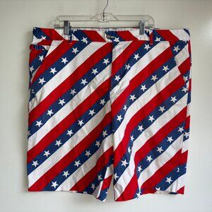 ROYAL & AWESOME Performance Golf Shorts Men's Size 46 Patriotic Stars Stripes